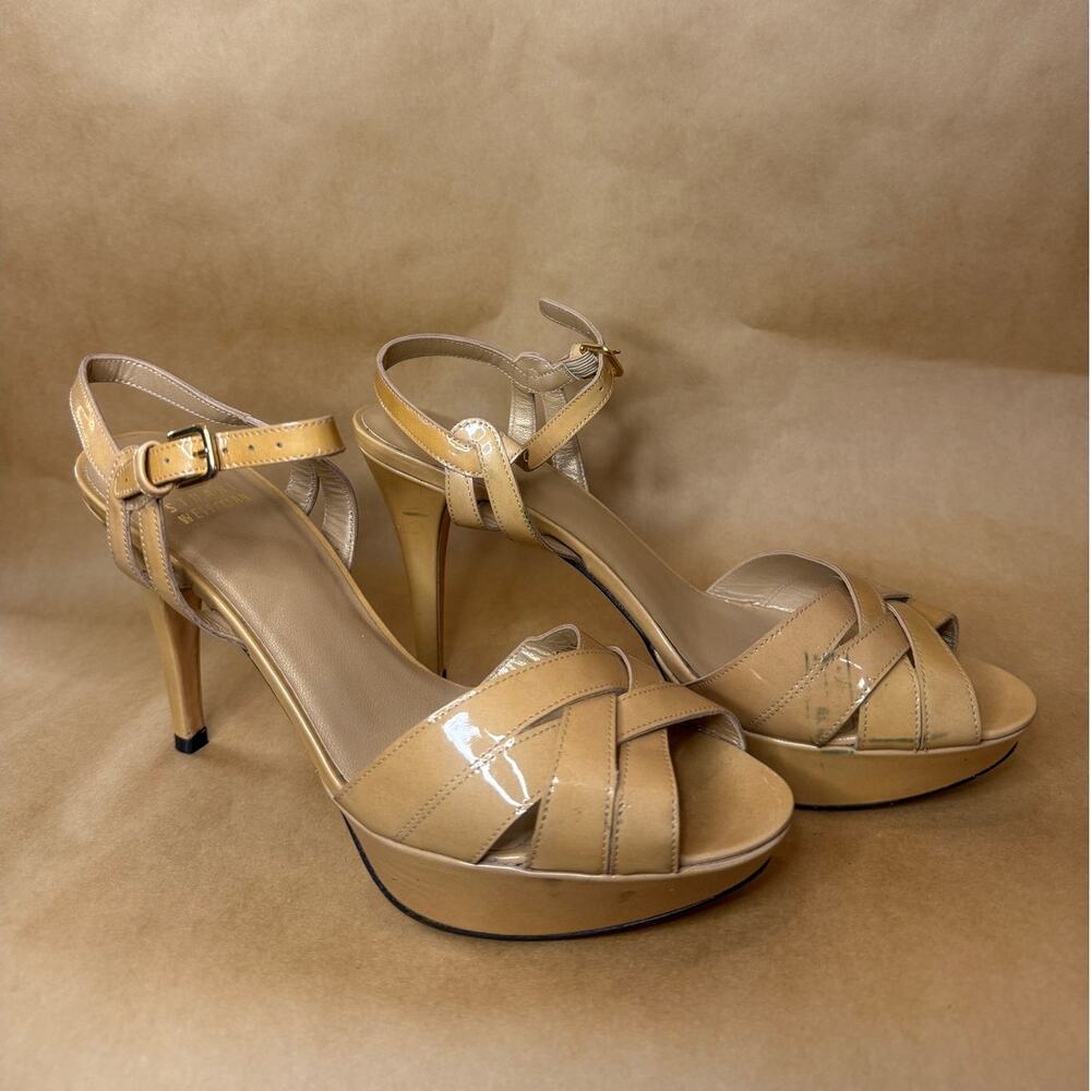 BNWT AUTH Stuart Weitzman Strappy Nude Heels 8.5
